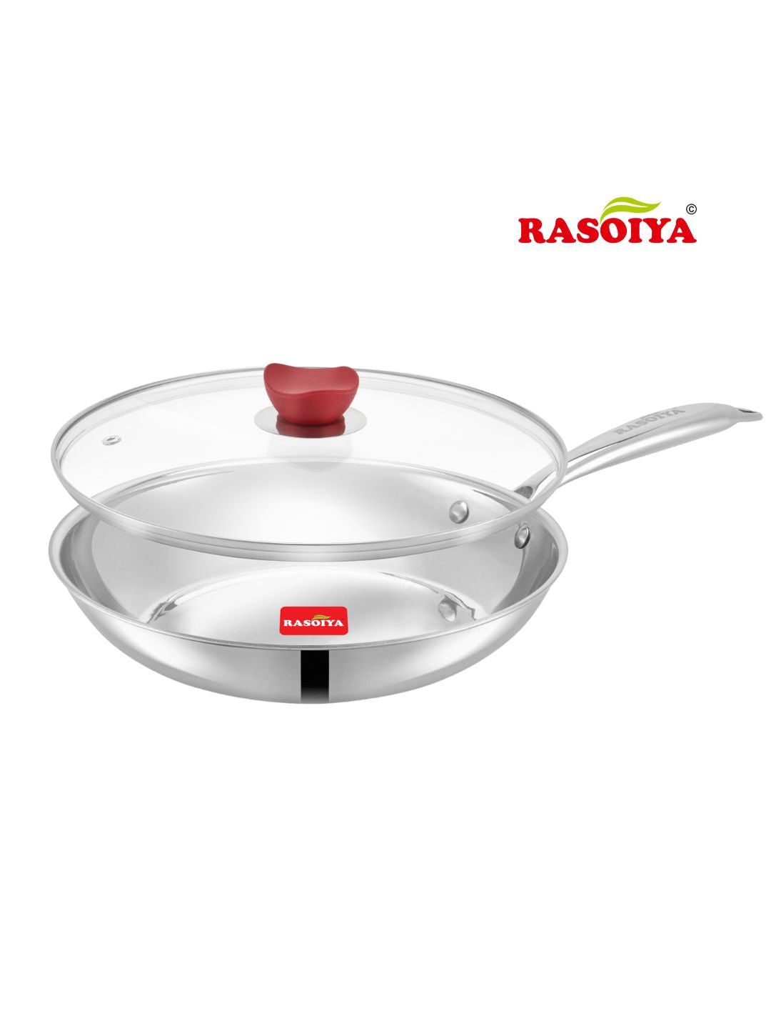 Rasoiya Tri-Ply Stainless Steel Fry Pan Premium 3-Layer Thick Body, Induction & gas Compatible