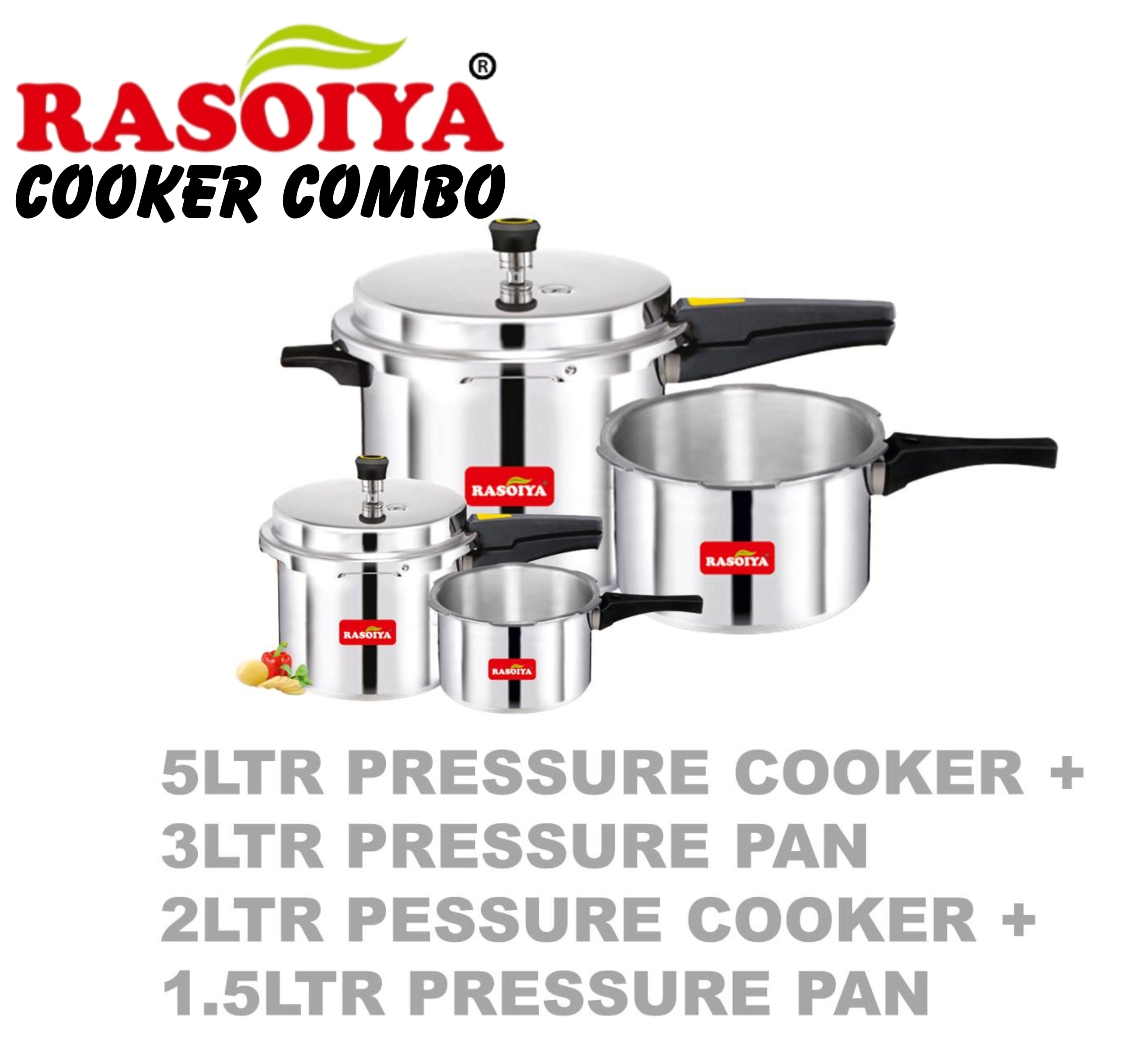 RASOIYA  5LTR +3LTR+2LTR+1.5LTR COOKER COMBO PACK