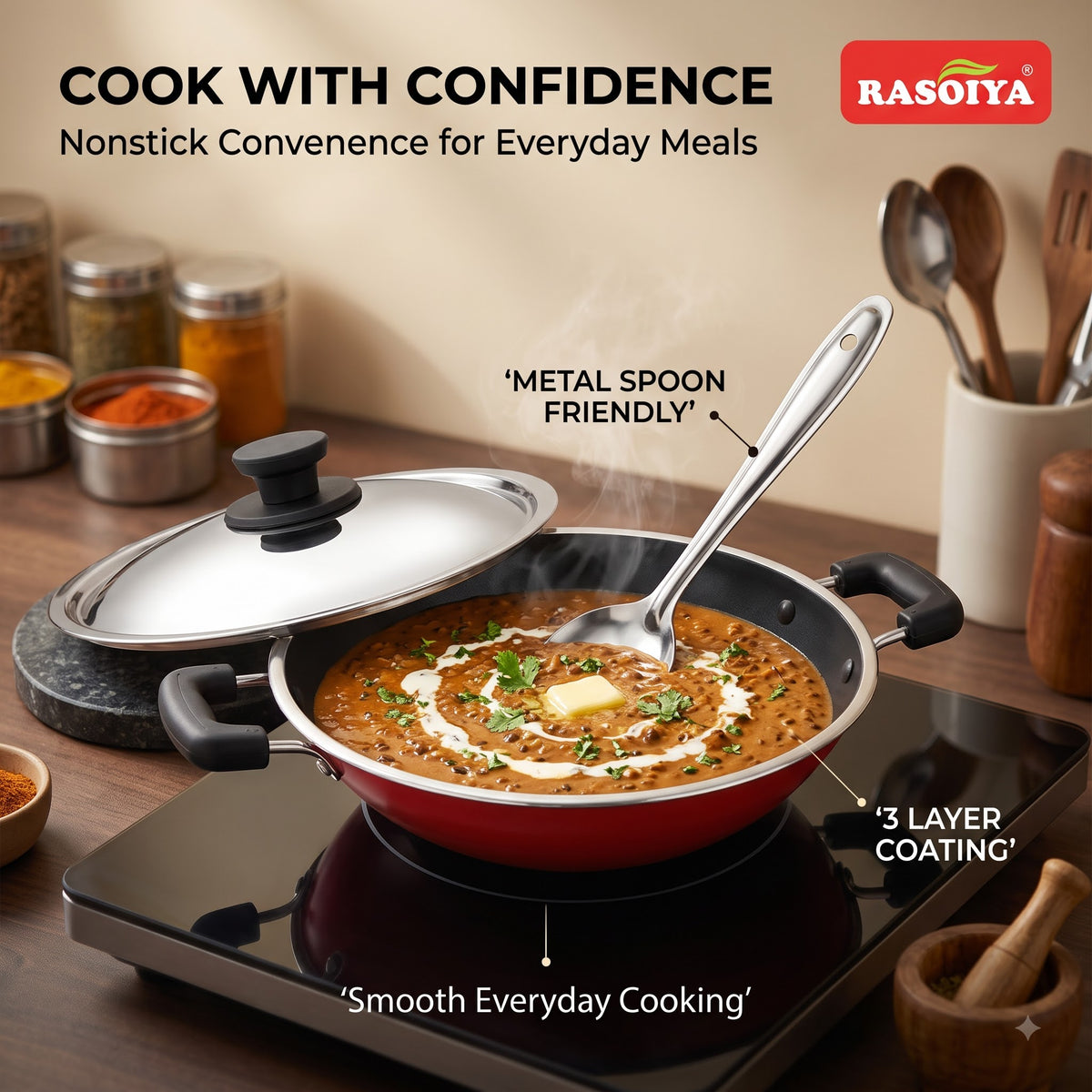 RASOIYA APPACHETTY 200MM DIA 3MM THIKNESS WITH SS LID
