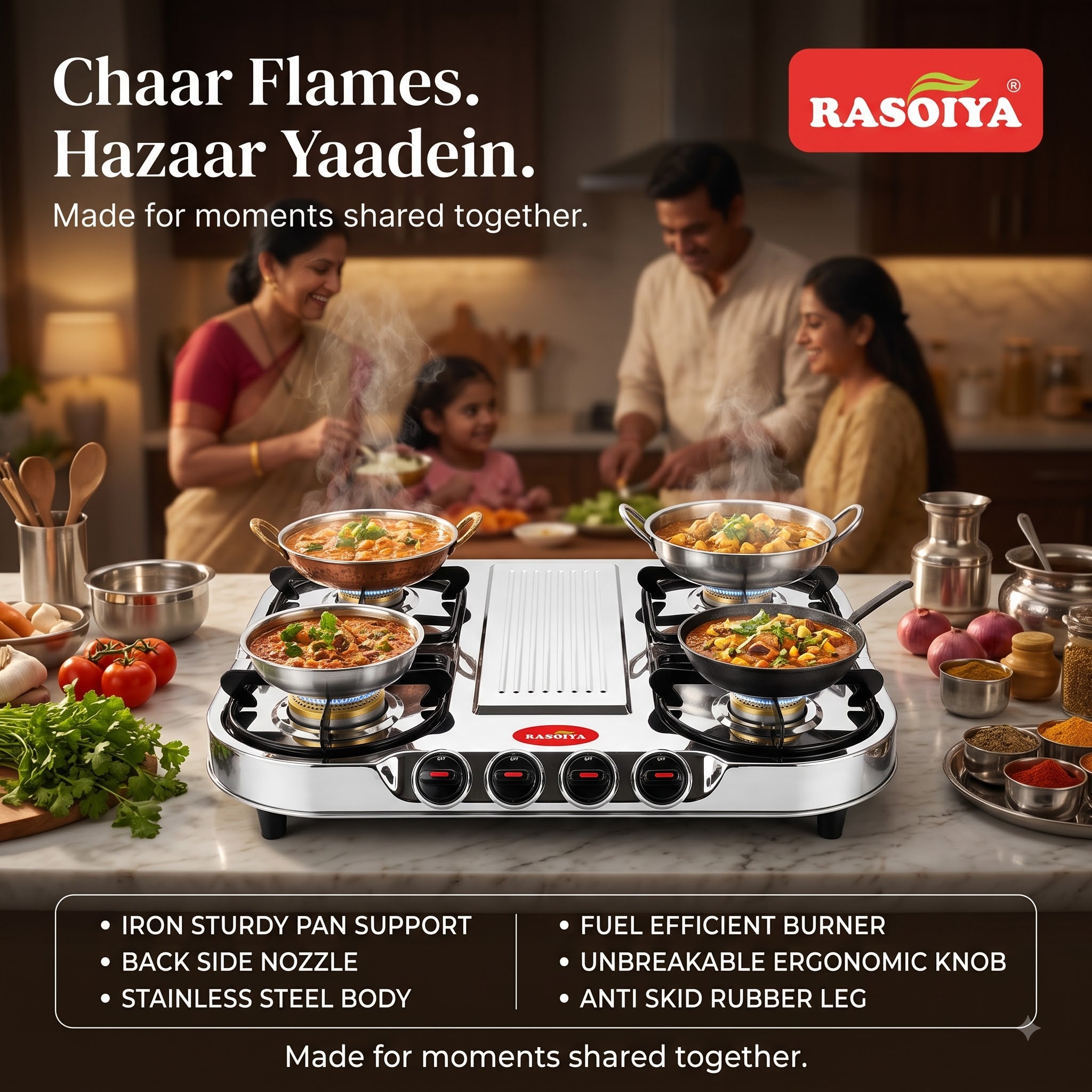 RASOIYA 4BURNER SPECTRA STAINLESS LPG STOVE
