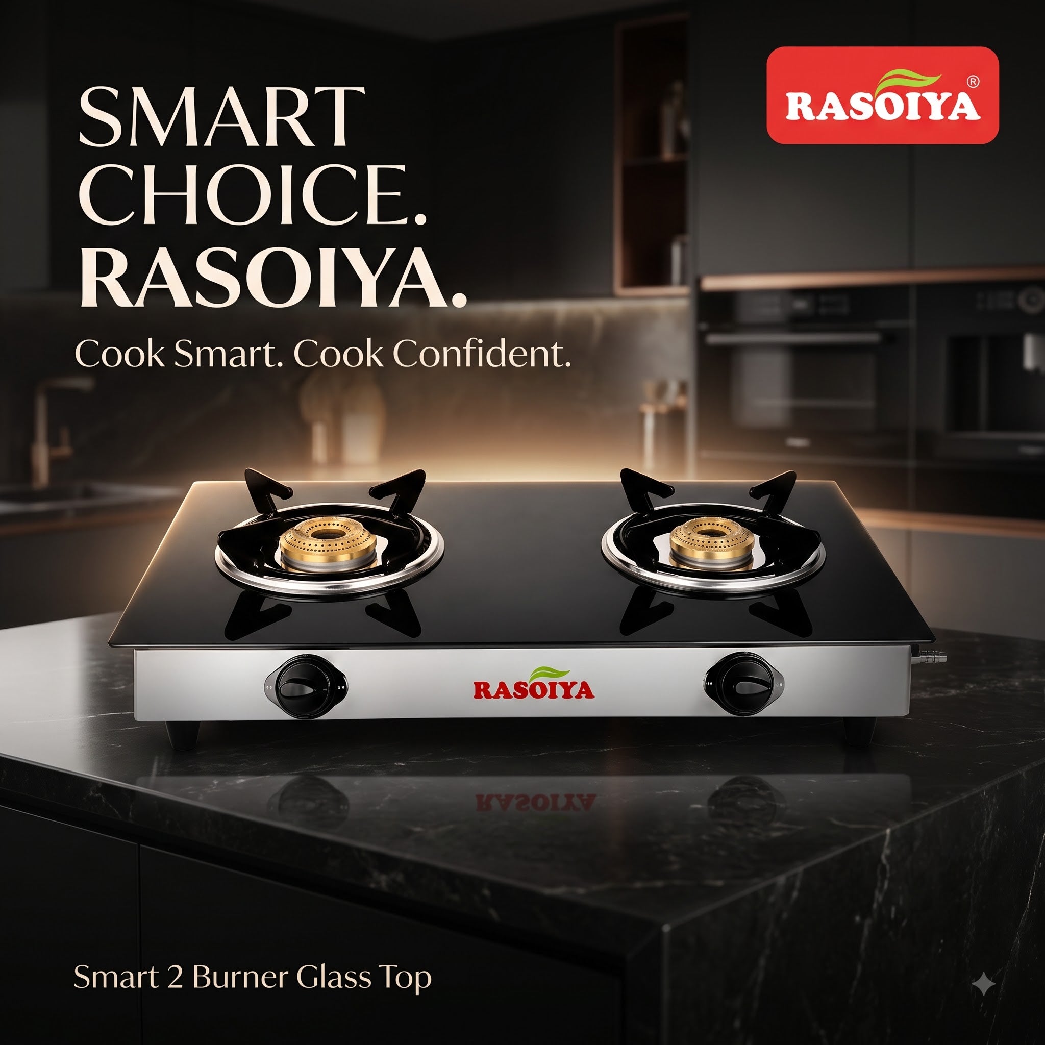 RASOIYA 2 BURNER MINI GLASS TOP STOVE