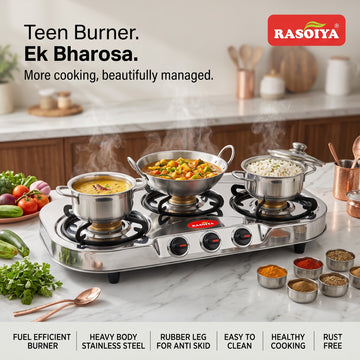 RASOIYA 3 BURNER SPECTRA STAINLESS LPG STOVE