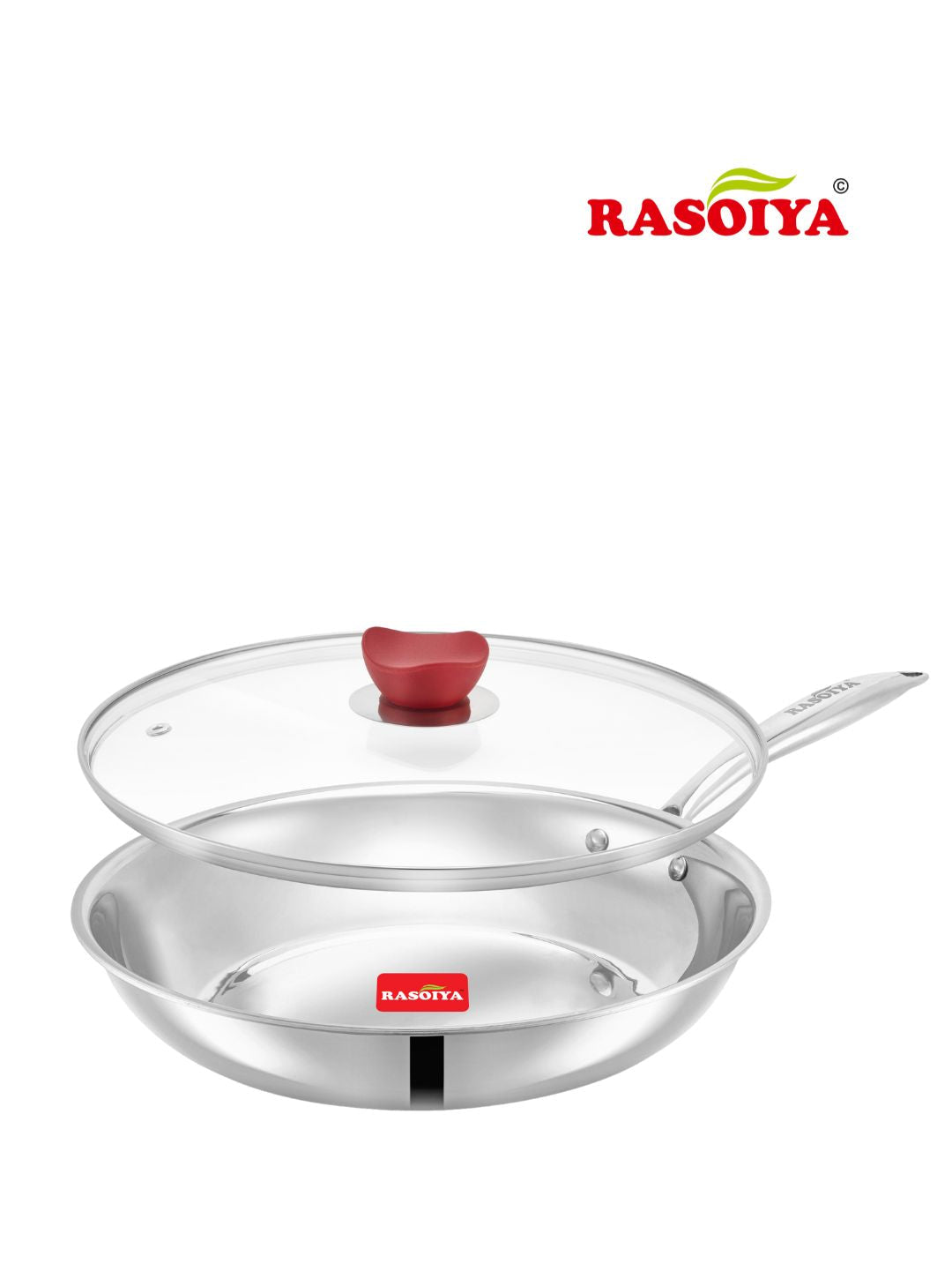 Rasoiya Tri-Ply Stainless Steel Fry Pan Premium 3-Layer Thick Body, Induction & gas Compatible