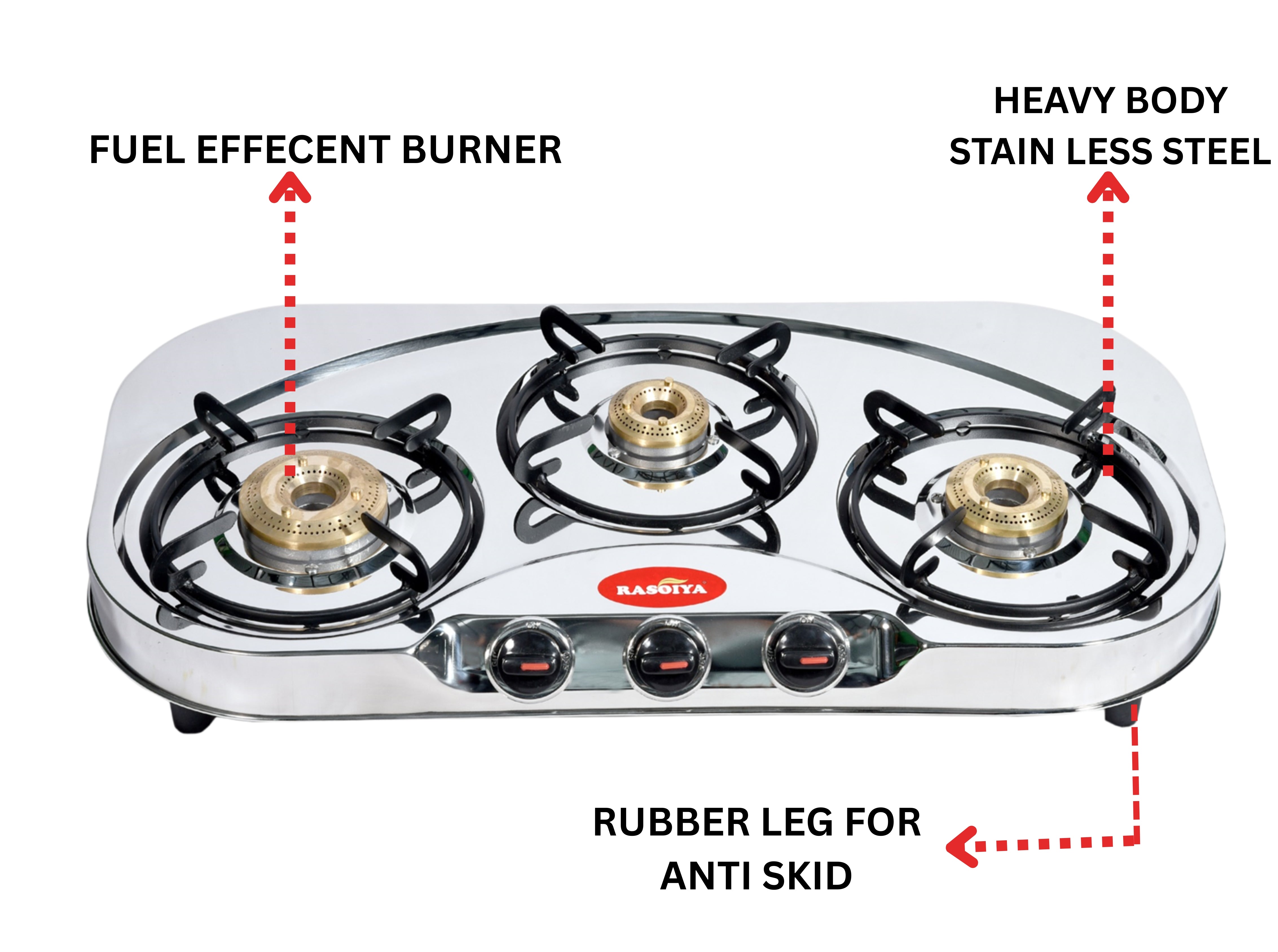 RASOIYA 3 BURNER SPECTRA STAINLESS LPG STOVE