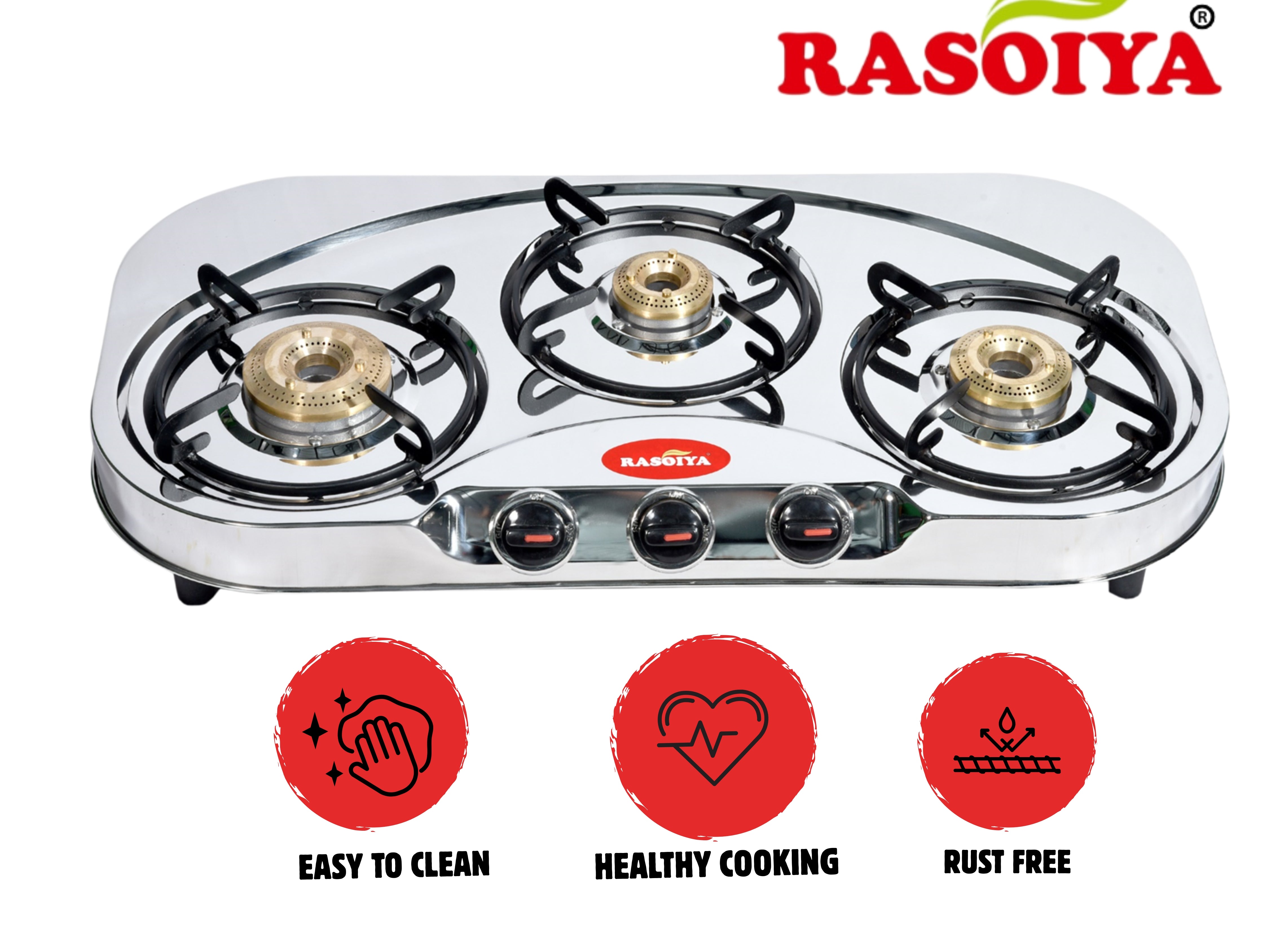RASOIYA 3 BURNER SPECTRA STAINLESS LPG STOVE