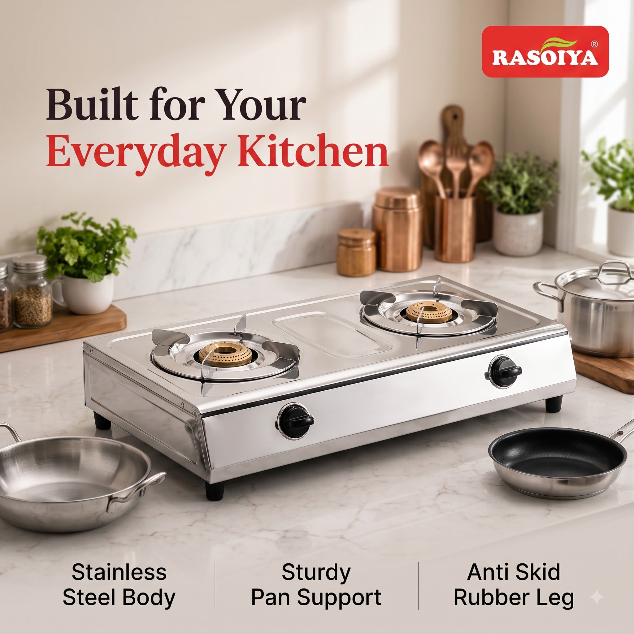 2BR STAINLESS STEEL LPG STOVE (PLUS)