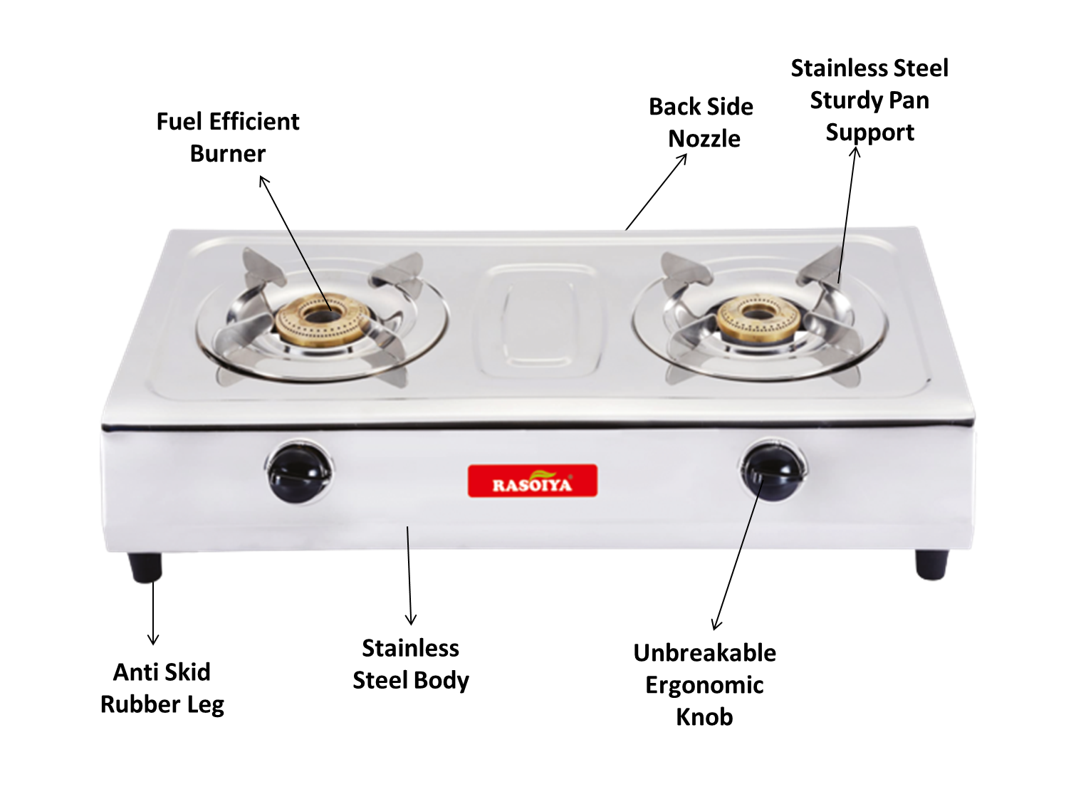 2BR STAINLESS STEEL LPG STOVE (PLUS)