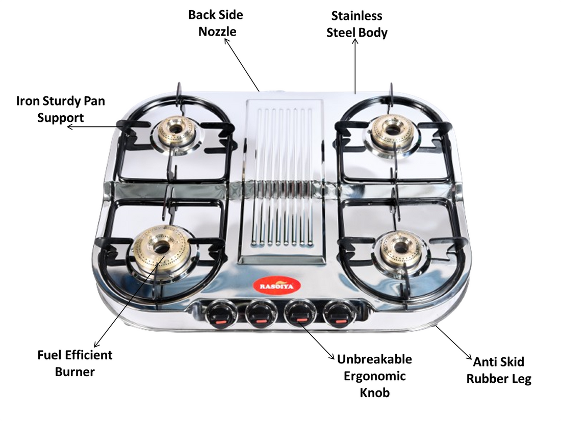 RASOIYA 4BURNER SPECTRA STAINLESS LPG STOVE