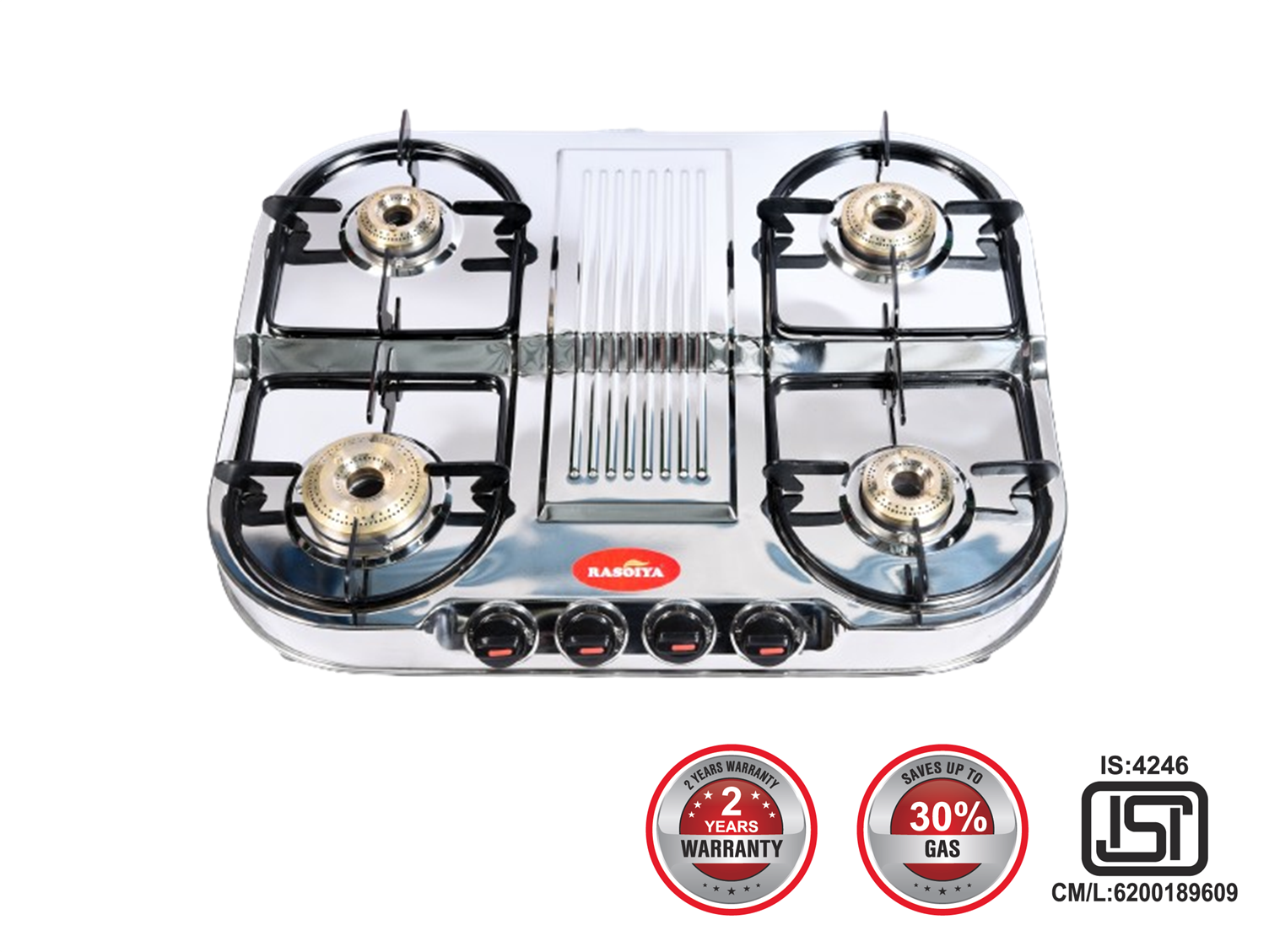 RASOIYA 4BURNER SPECTRA STAINLESS LPG STOVE
