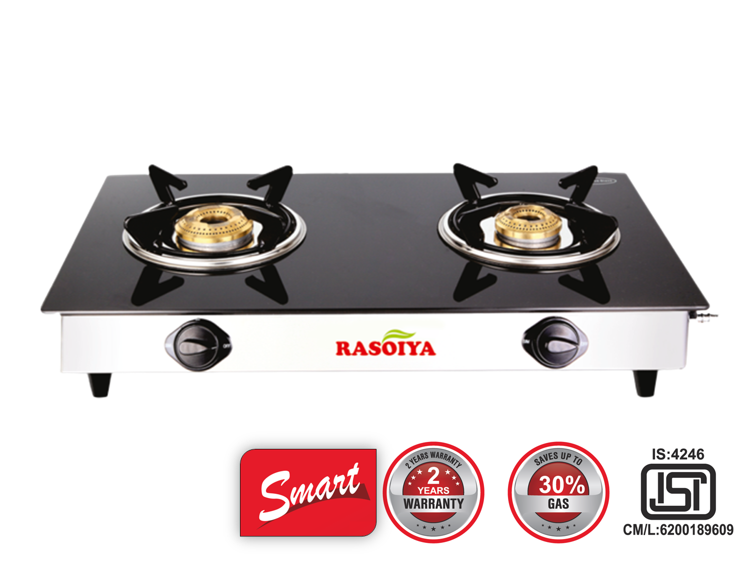 RASOIYA 2 BURNER GLASS TOP STOVE