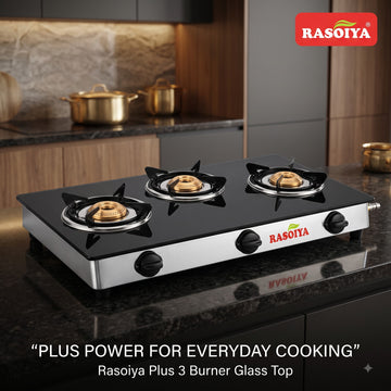 RASOIYA 3 BURNER GLASS TOP STOVE