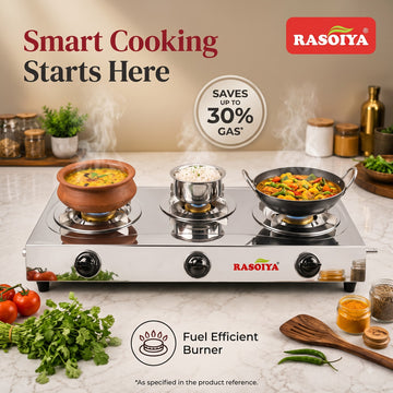 RASOIYA 3BURNER STAINLESS STEEL LPG STOVE (CLASSIC)