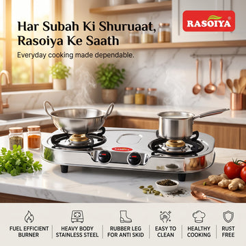 RASOIYA 2 BURNER SPECTRA STAINLESS LPG STOVE